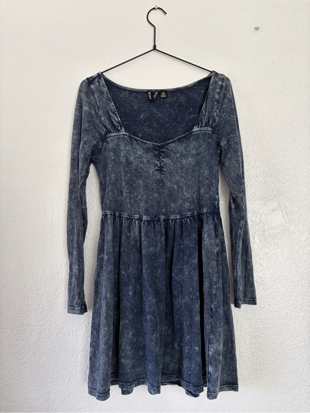 Roxy Mineral Wash Long-Sleeve Scoop Midi Dress - Blue